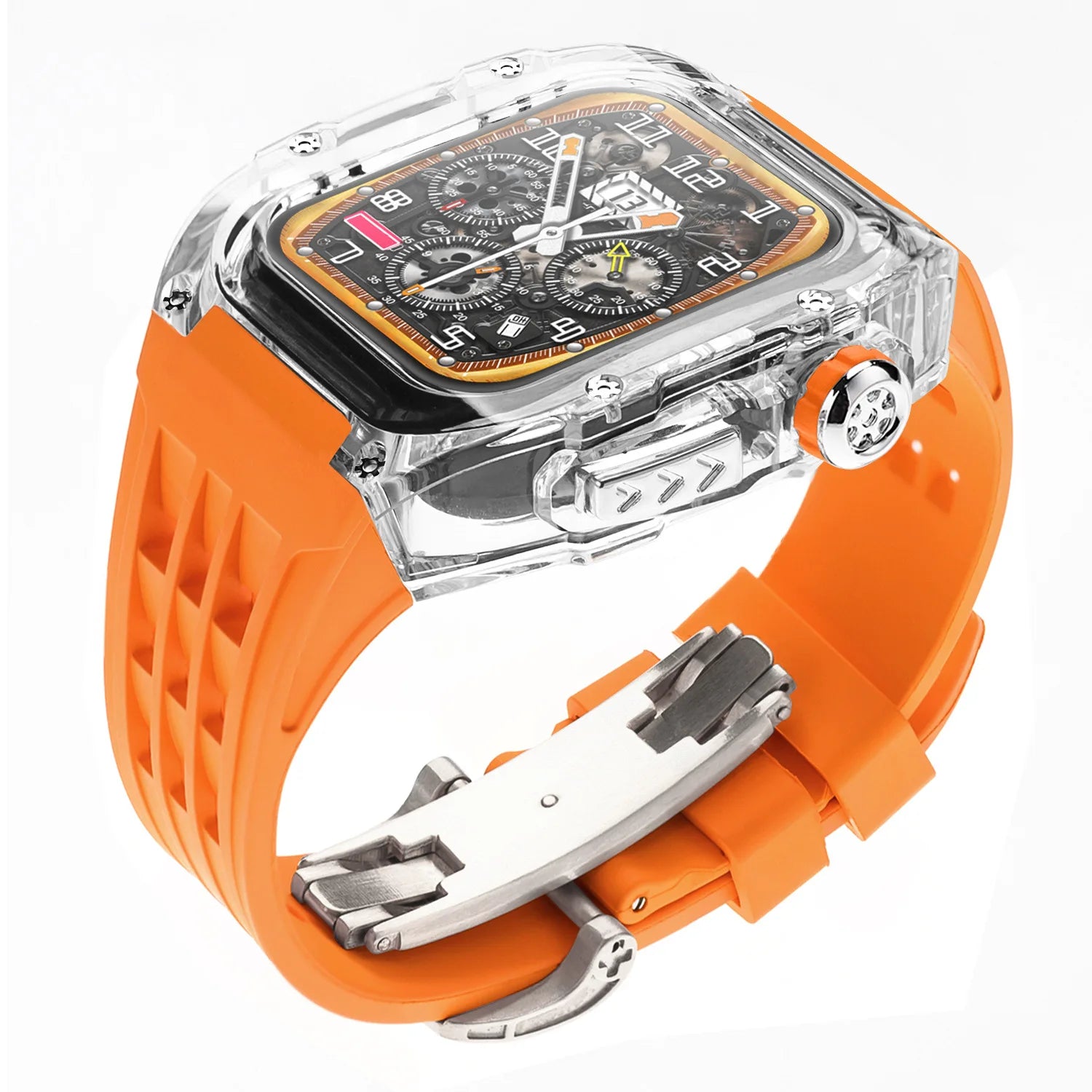 Transparent Case+band For Apple Watch Ultra 49mm band Full Cover band Modification Kit For Apple Watch SE 9 8 7 6 5 4 45mm 44mm