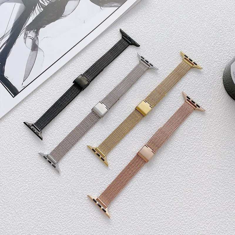 Slim band metal band for Apple Watch 10 9 8 7 6 SE 5 4 44mm 45mm 49mm Ultra Stainless Steel Milanese band for Apple Watch 42mm 46mm