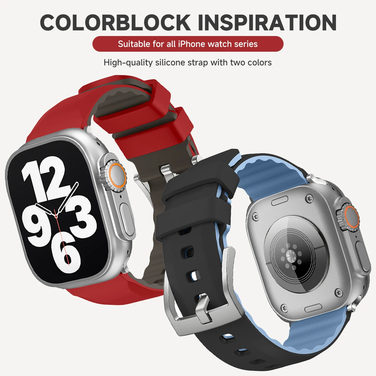 Silicone band for Apple Watch Ultra 2 49mm 45mm 44mm 42mm 41mm 40mm sport Outdoor band for Apple Watch Series 9 8 7 6 SE 5 band