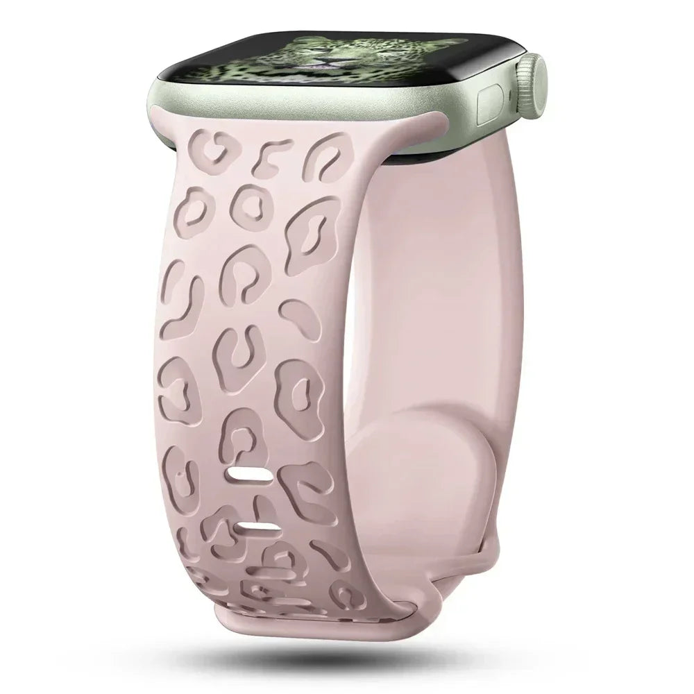 Engraved Leopard band For Apple Watch 10 band Ultra 2 49mm 45mm 44mm 46mm 41mm 40mm Silicone band Series 10 9 8 7 SE 6 5 4