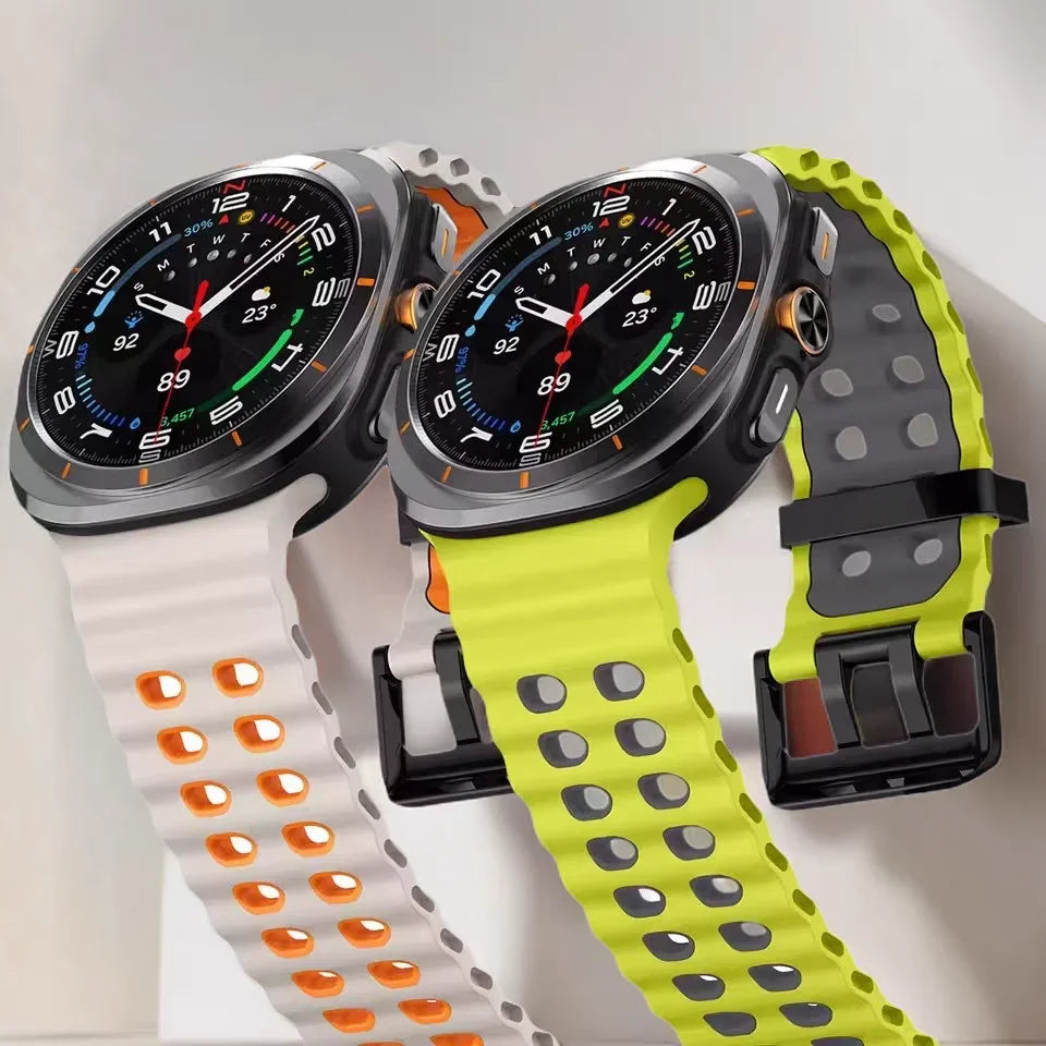 Marine Band For Samsung Galaxy Watch ultra 2025/7 ultra Accessories Two color Sport silicone Bracelet Galaxy Watch ultra Straps