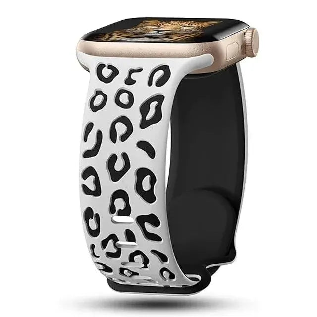 Engraved Leopard band For Apple Watch Ultra 2 3 band 49mm 44mm 41mm 40mm 45mm 38mm Silicone band Apple Watch Series 98765SE 10 11 46mm 42mm