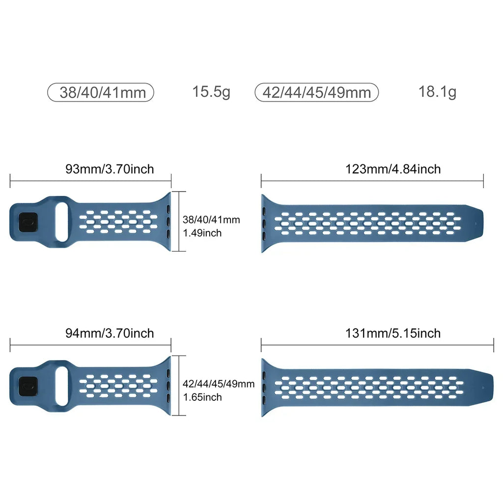 Sport Silicone band for Apple Watch Ultra 2 1 10 42mm 46mm 49mm Soft Breathable band Wristband Apple Watch Series 9 8 7 6 5 4 SE Band