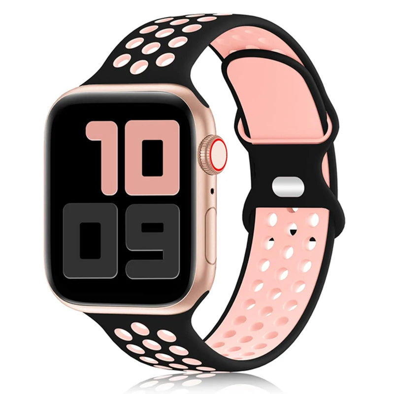 Sport band for Apple Watch band 44mm 40mm 42mm 38mm 41mm 45mm Air hole Silicone band Apple Watch Series 9 8 7 6 SE 5 Ultra 2 49mm