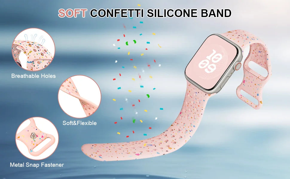 Silicone band for Apple Watch band 40mm 41mm 45mm 44mm 46mm 49mm 42mm Breathable band Apple Watch Series 11 10 9 8 SE 3 Ultra 2