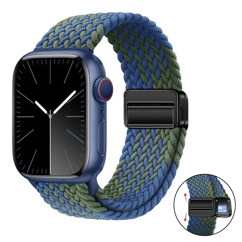 Magnetic Braided band For Apple Watch band 46mm 42mm 45mm 41mm 44mm 40mm Ultra 2 49mm Nylon band Apple Watch 10 9 8 7 6 5 4 SE
