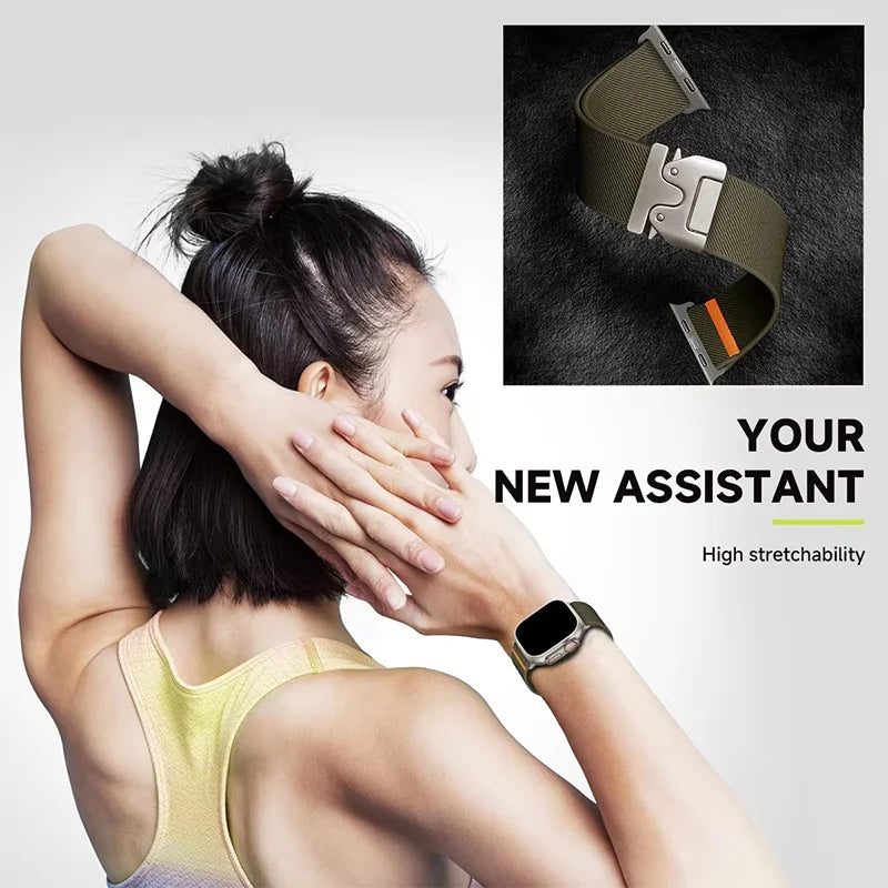 parachute buckle Nylon band for Apple Watch band Ultra 2 49mm 46mm 42mm 45mm 41mm 44mm Elastic band Apple Watch Series 10 9 8 7 6 SE