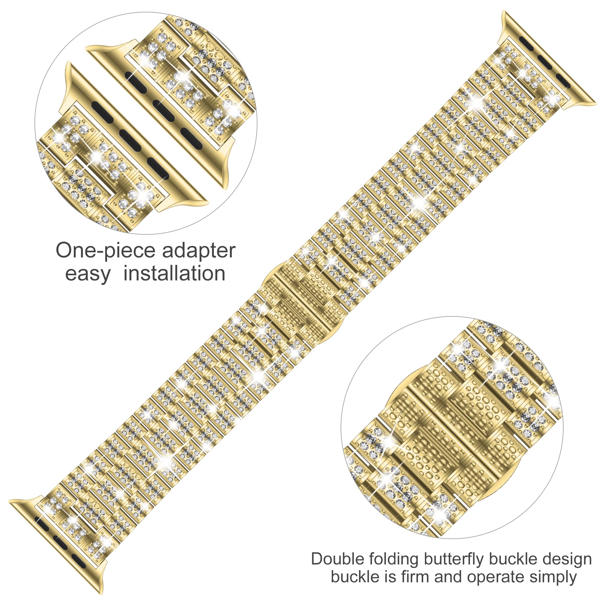 Women's Diamond band For Apple Watch Ultra 2 band 9 49mm 44mm 40mm 41mm 45mm metal band Apple Watch Series 8 7 6 SE 5 Watchband