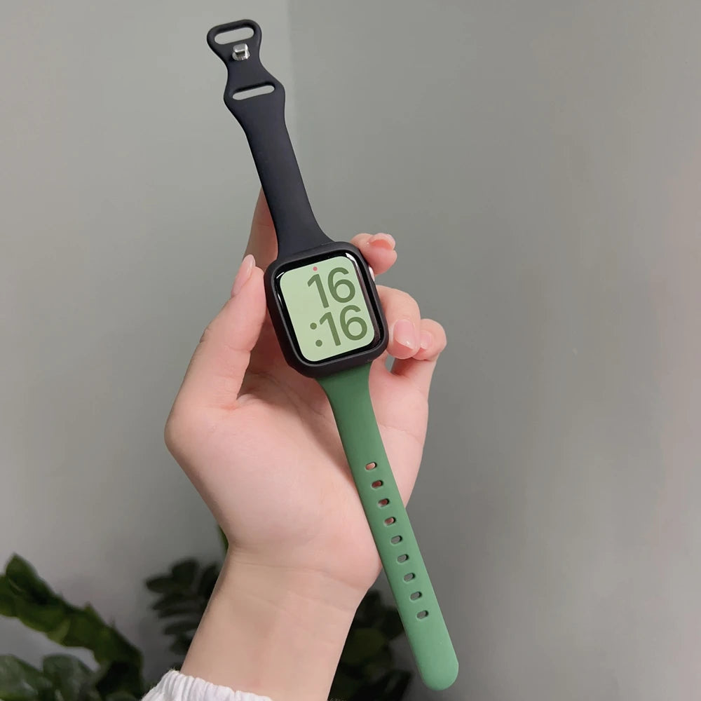 2pack silicone band +case set for Apple Watch Correa s11 women Sport 38mm 40mm 41mm 42mm 44mm 45mm 49mm for Apple Watch Series band