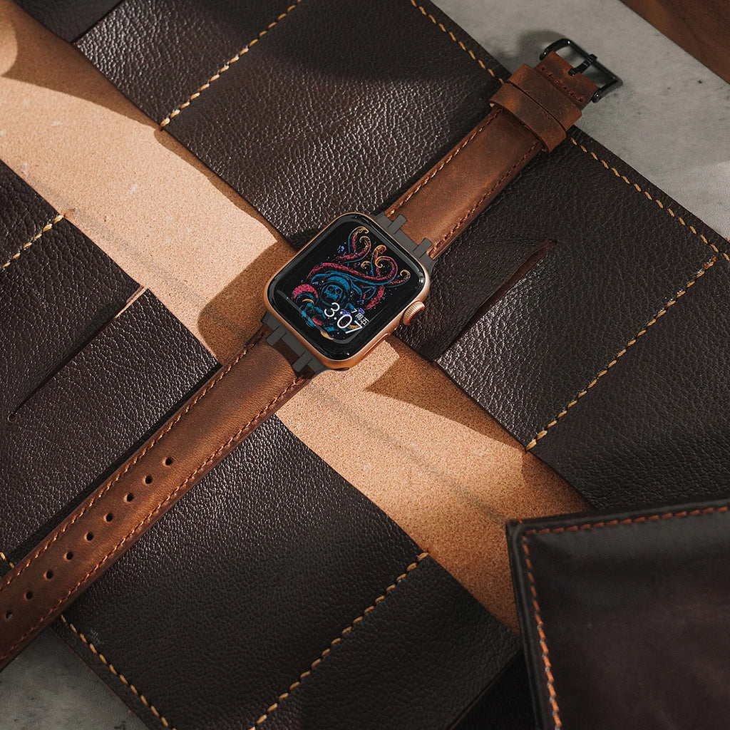 Leather band for Apple Watch Ultra 2 49mm Series 10 46mm Luxury band sport band for Apple Watch 10 9 8 7 6 5 4 SE Ultra 44mm 45mm