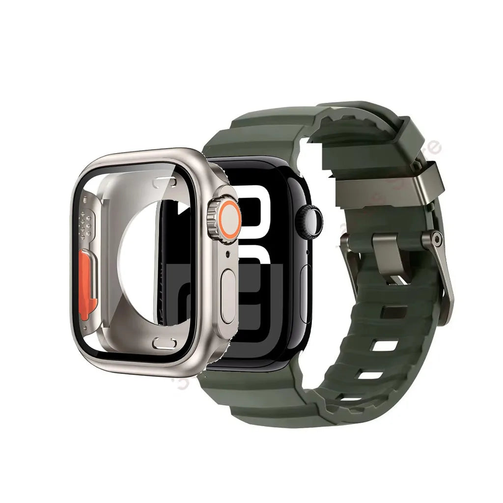 Silicone band+Case Change to Ultra For Apple Watch Ultra 10 9 8 7 6 5 4 SE For Apple Watch 46mm 49mm 45mm 44mm 42mm 41mm 40mm 38mm