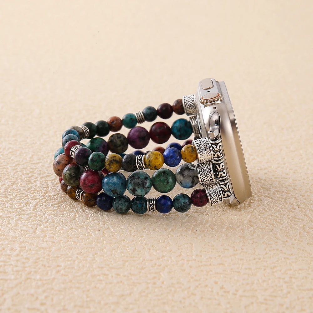 African Jasper Smart Watch band 38mm 45mm Elastic Couple Wristwatch band Apple Watch Handmade Jewelry