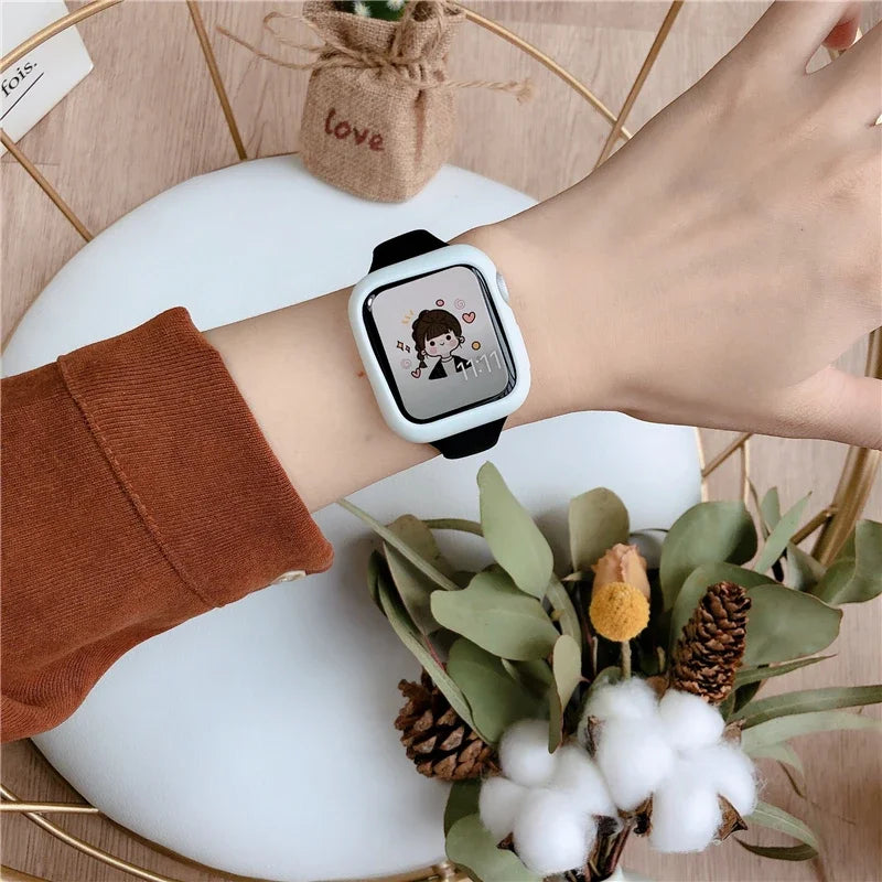 Slim WatchBands for Apple Watch band Series 9 8 7 6 5 4 SE Ultra 2 49mm Sport band Silicone band Apple Watch 41mm 44mm 40mm 45mm