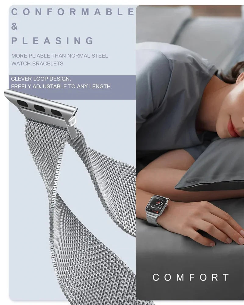 Milanese Loop for Apple Watch band Ultra 3 49mm 45mm 44mm 41mm 40mm 46mm metal band Apple Watch band Series 11 10 9 8 7 6 5 4