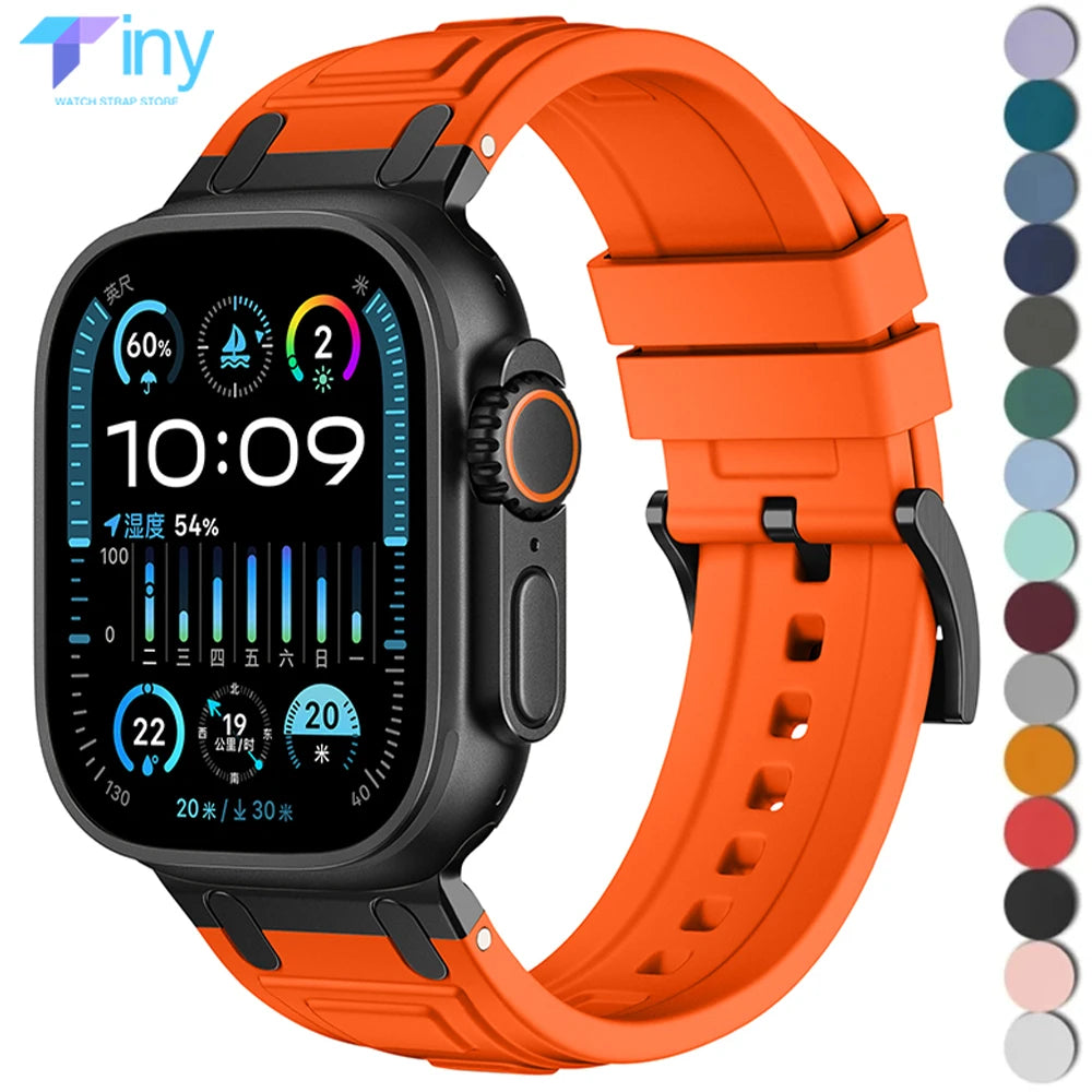 Silicone band for Apple Watch band Ultra 2 1 49mm 46mm 45mm 44mm 42mm Sport band for Apple Watch Series 10 9 8 7 6 5 SE Correas