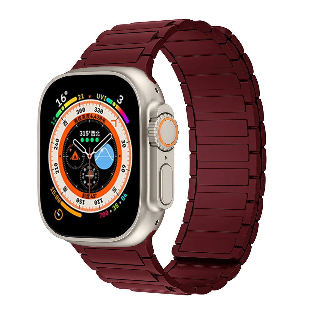 Silicone band for Apple Watch band Ultra 3 2 49mm 46mm 45mm 44mm 41mm 42mm Magnetic band for Apple Watch Series 11 10 9 8 7 6 SE 5