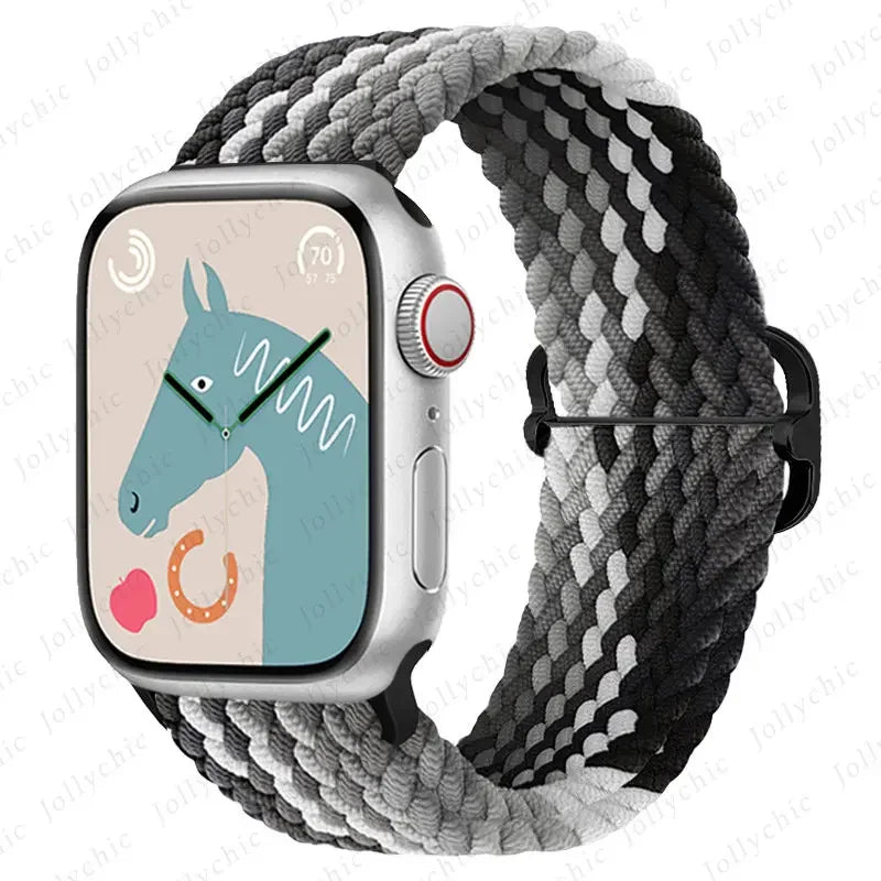 Braided Solo Loop band For Apple Watch Ultra 2 band 49mm 44mm 40mm 45mm 41mm 42mm 38mm band Apple Watch Series 9 8 7 6 SE 3
