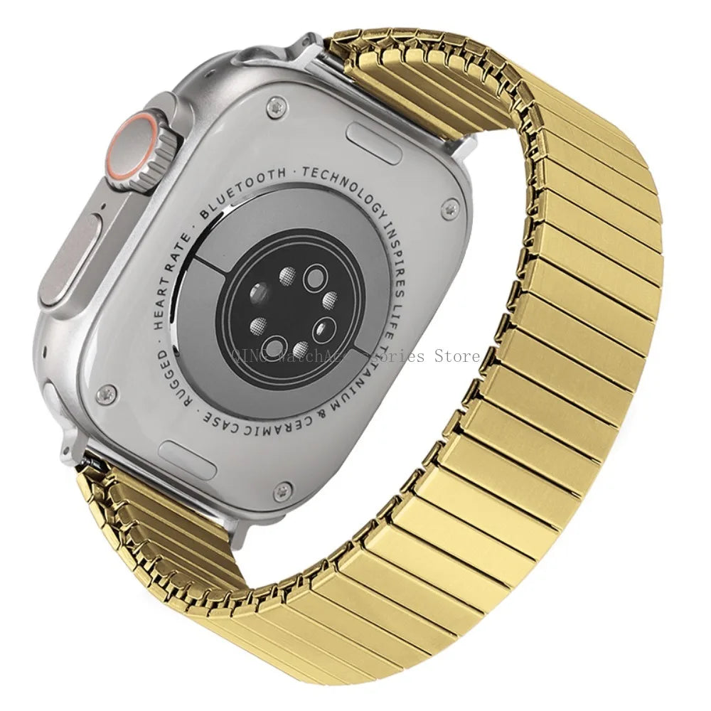 for Apple Watch band 40mm 44mm 45mm 41mm Slim metal Elastic Stretch watch band Bracele band for Apple Watch 7 6 SE 5 4 8 49mm 42mm 38mm