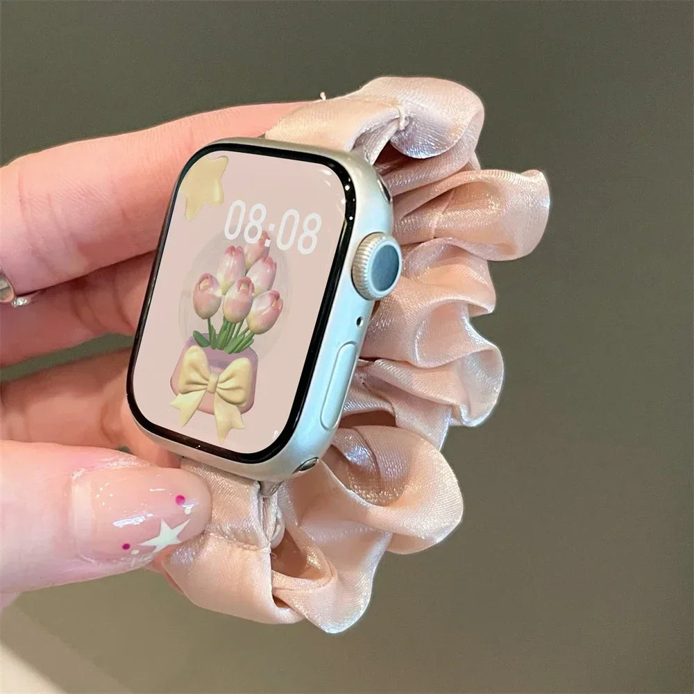 Compatible for Apple Watch band Scrunchie 38mm 40mm 41mm 42mm 44mm 45mm Cute Elastic Solo Loop band Women band