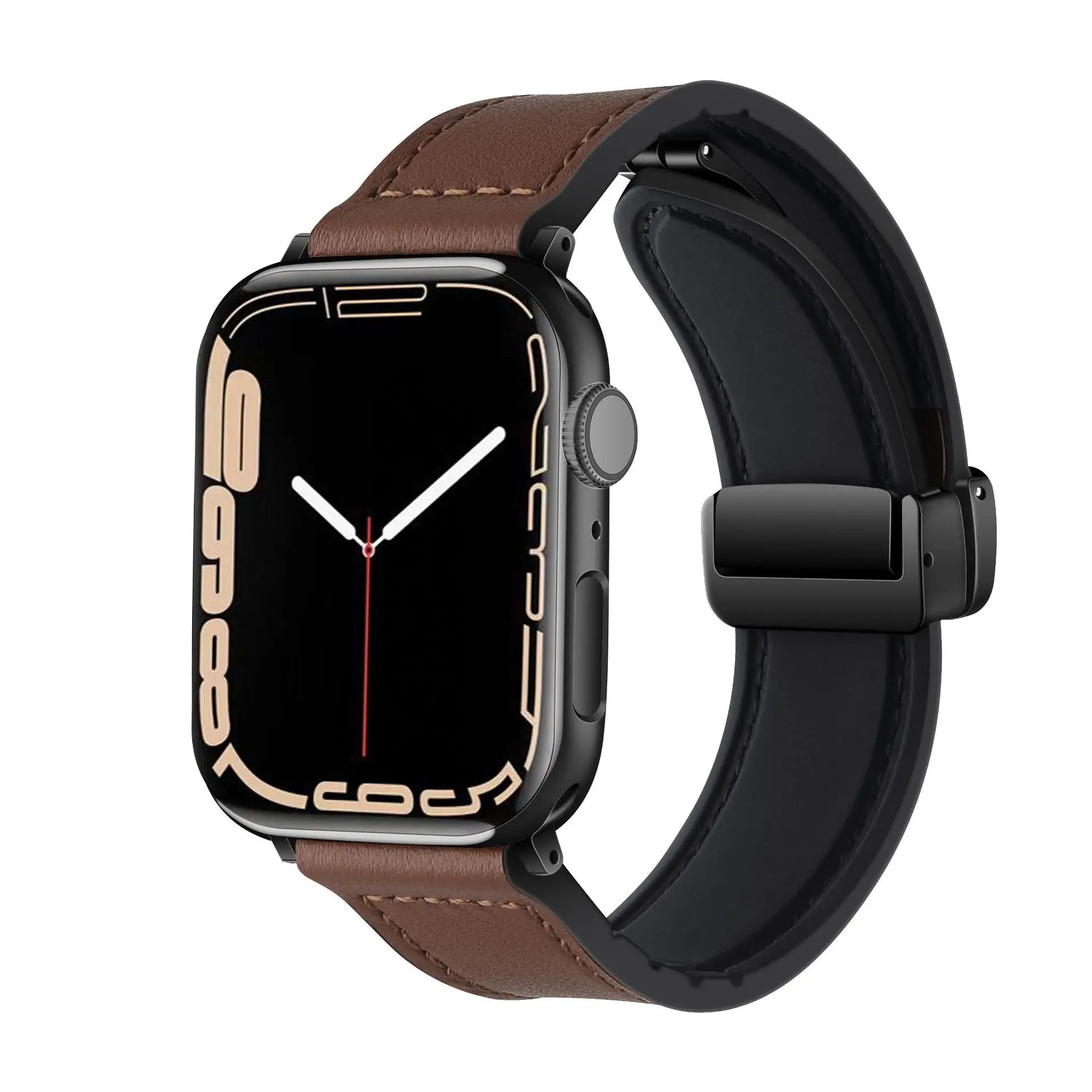 Magnetic band for Apple Watch band 44mm 40mm 45mm 41mm Genuine Leather+silicone band Apple Watch Series 10 9 8 7 SE Ultra 2 49mm