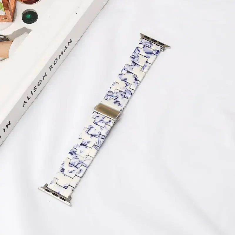 Luxury Resin band for Apple Watch Ultra 2 band 49mm 45mm 41mm 40mm 44mm 38mm 42mm Link band Apple Watch Series 9 7 8 6 SE 5 4 3