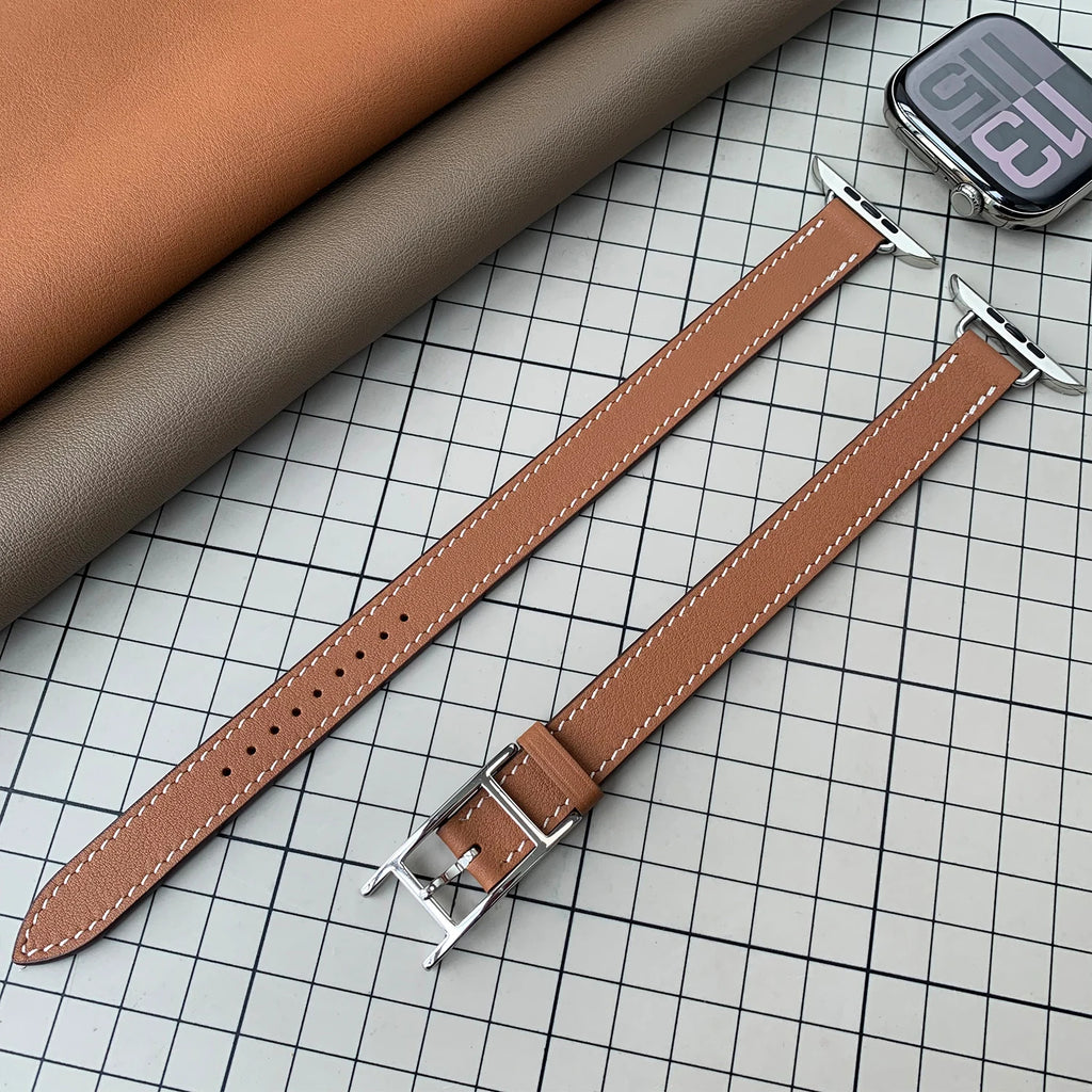 New 2025 Hapi Attelage Double Tour band For Apple Watch band Series 11 10 9 8 7 SE 3 Apple Watch Ultra 3 2 H Buckle Belt 42mm 46mm