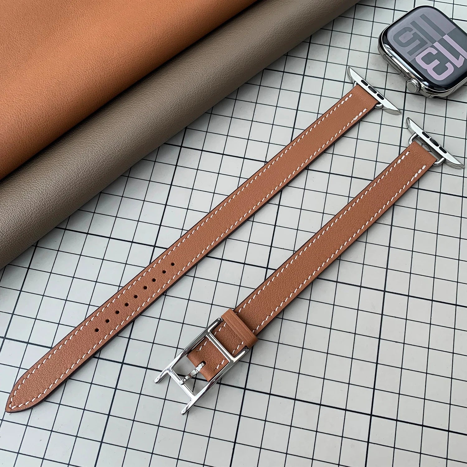 New 2025 Hapi Attelage Double Tour band For Apple Watch band Series 11 10 9 8 7 SE 3 Apple Watch Ultra 3 2 H Buckle Belt 42mm 46mm