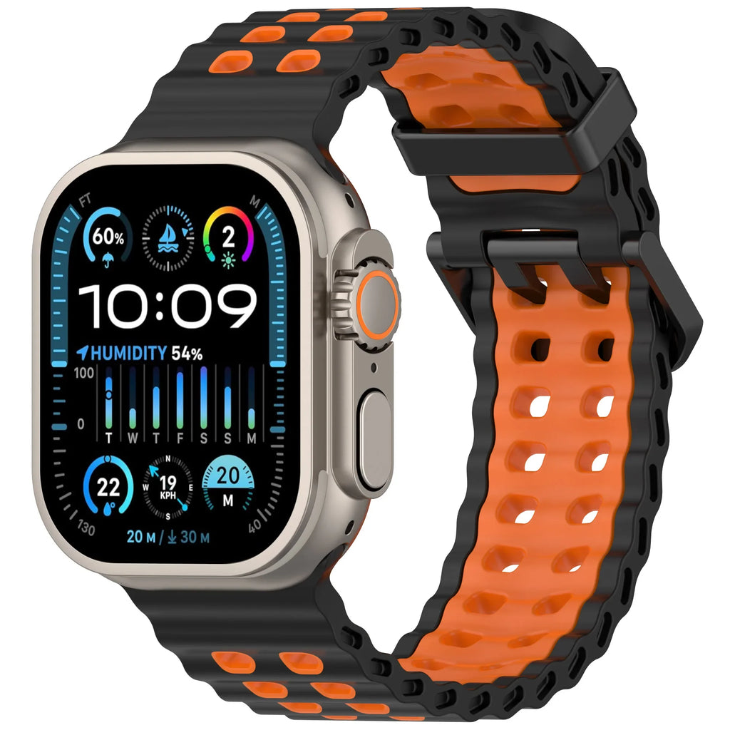 Ocean Silicone band for Apple Watch Ultra 3 2 1 49mm 11 10 46mm 9 8 7 45mm Breathable Matching Wristband Apple Watch 6 5 4 SE3 44mm