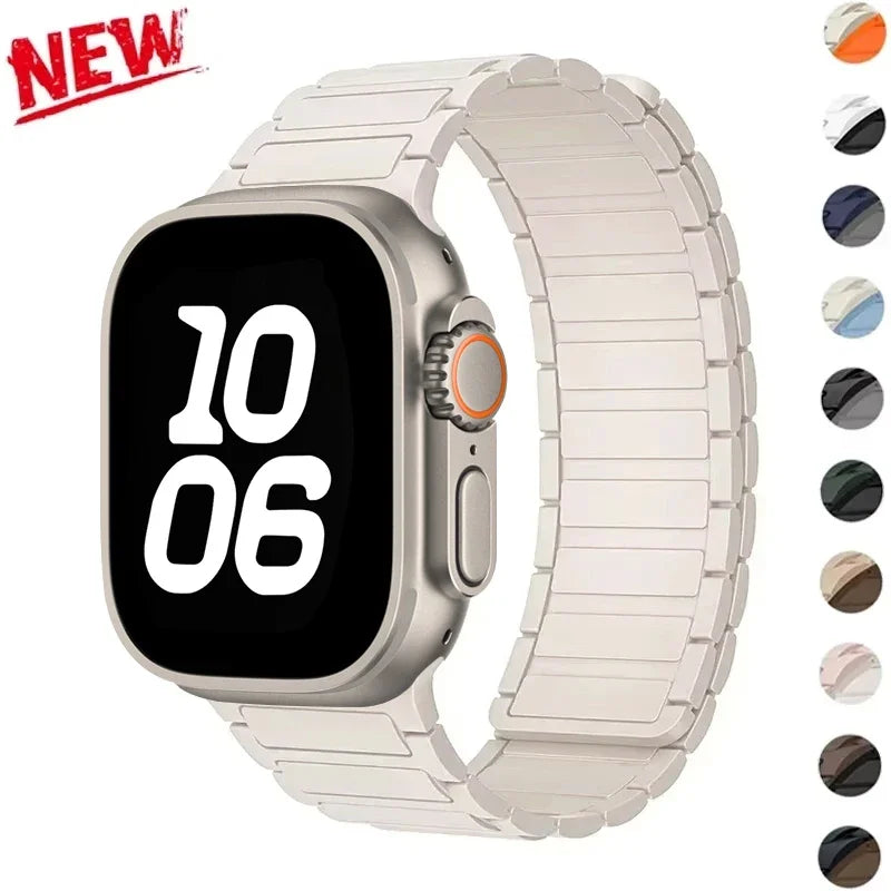 Silicone band for Apple Watch 46mm 42mm 49mm 45mm 41mm 44mm 40mm Magnetic band for Apple Watch Ultra 2 Series 10 9 8 7 6 SE 5 4 3