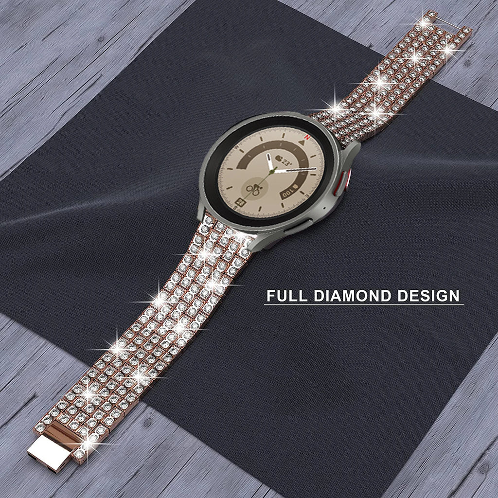 20/22mm Metal Strap for Samsung Galaxy Watch 7/6/5/4/Classic 47mm/active 2 Gear s3 Diamond Bracelet for Huawei GT234 5 pro 46mm