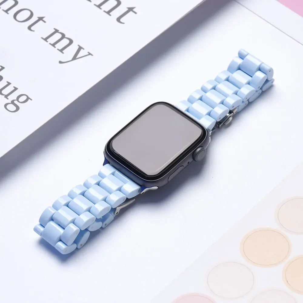 Resin Watch band for Apple Watch 44mm band 42mm 38mm correa watch band for Apple Watch Series 10 8 7 6 SE 5 4 40mm 41mm 45mm 49mm Ultra