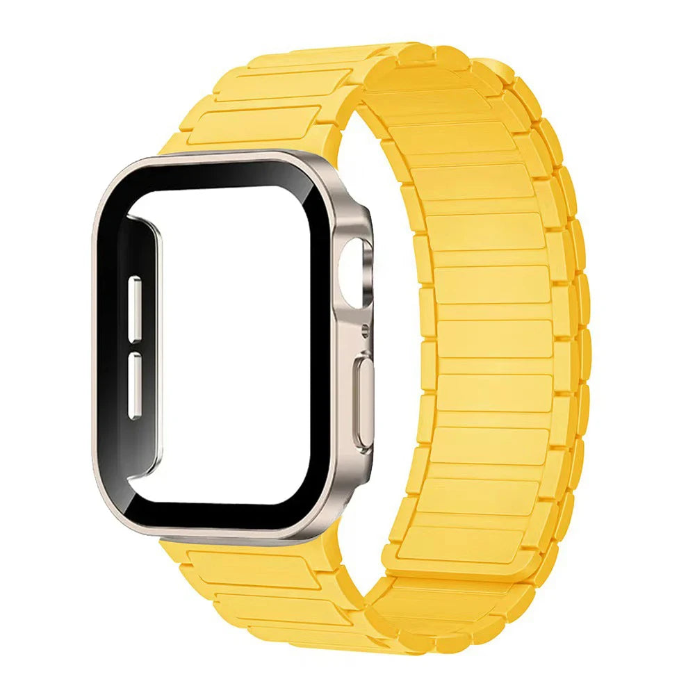 Case+Magnetic band for Apple Watch band 44mm 40mm 49mm 45mm 41mm 38mm Silicone band Apple Watch Series 9 8 7 6 3 SE Ultra 2 band