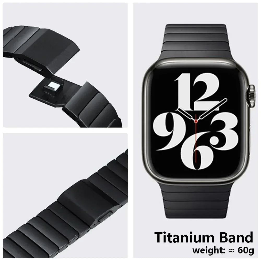 Luxury Titanium band for Apple Watch Ultra 1 2 49mm Magnetic Men Link band for Apple Watch Series 10 9 8 7 6 5 SE 46mm 45mm 44mm