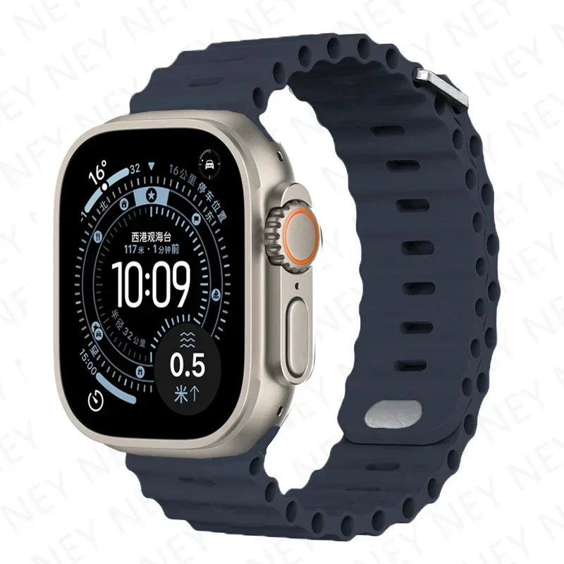 Bands For Apple Watch 10 Ultra 2 3 49mm 45mm 41mm 44mm Silicone Ocean band Apple Watch Series 11 9 8 7 6 5 4 SE 3 46mm 42mm
