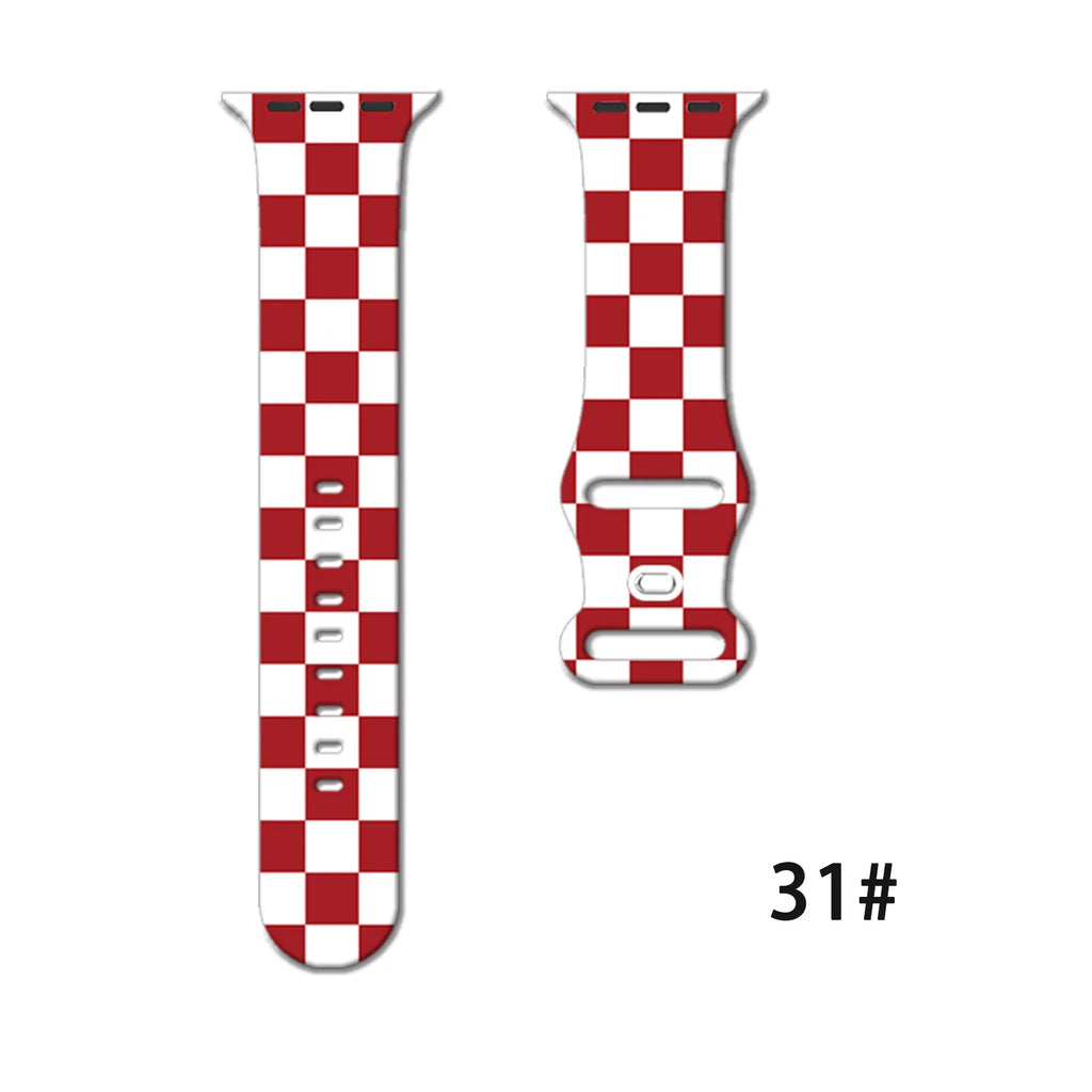 Lattice Printed band for Apple Watch 10 9 8 7 SE Silicone band Replaceable band for Apple Watch 46mm 44mm 42mm 41mm Watchband
