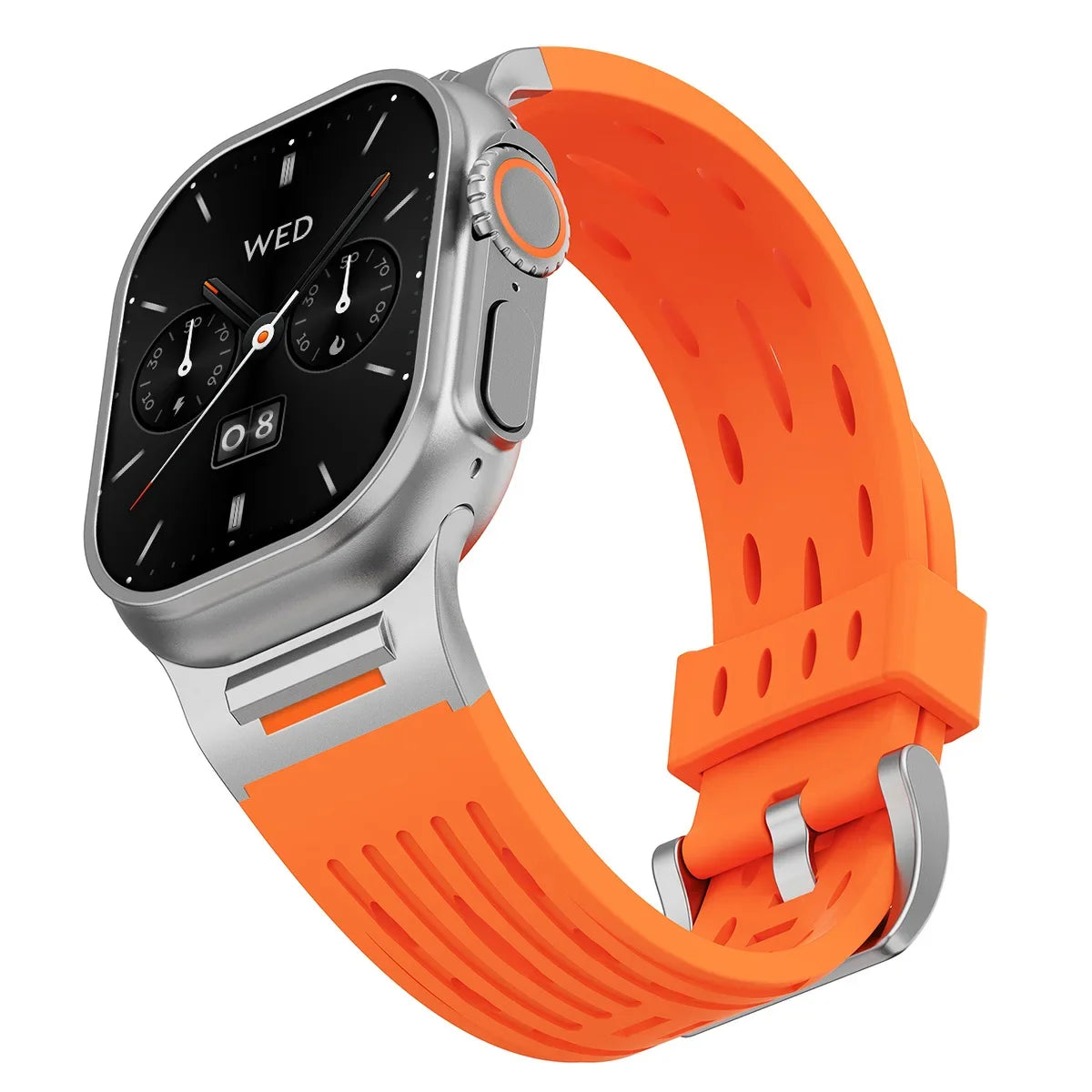 Silicone band for Apple Watch band 49mm 46mm 45mm 44mm 42mm 41mm metal Connector band for Apple Watch Ultra 2 Series 10 9 8 7 6 SE 5 4