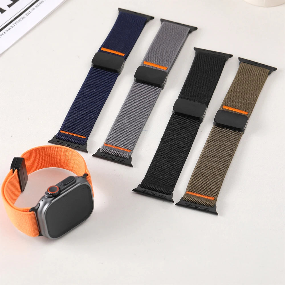 Magnetic band For Apple Watch band 49mm 45mm 46mm 44mm 42mm Nylon Sport Correa band Apple Watch Series Ultra 2 10 9 8 7 6 5 SE