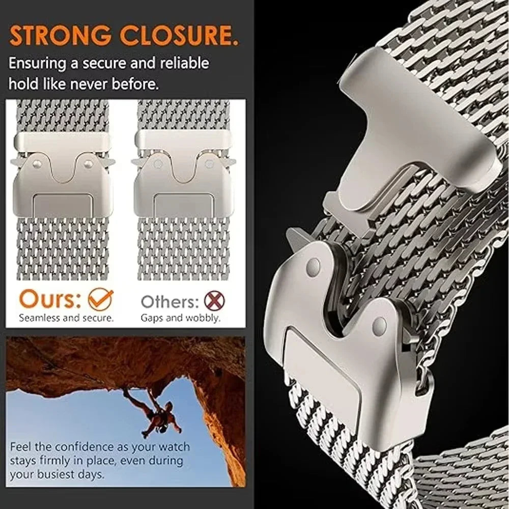 Titanium Milanese Loop For Apple Watch Ultra 2 49mm 46mm 42mm 41mm 45mm 44mm 38mm 40mm Series 10 9 8 7 6 5 4 SE band Accessories