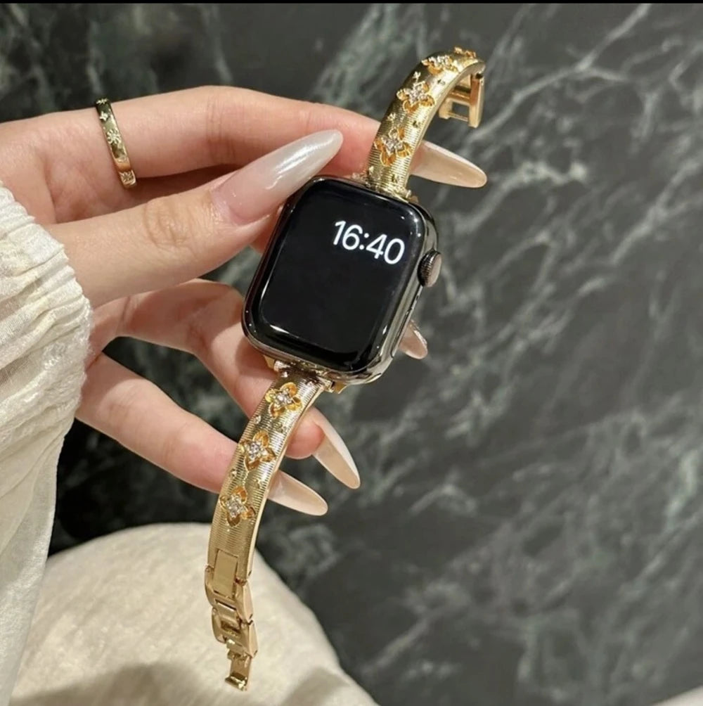 Bling Gold Stainless steel band link For Apple Watch band Series 11 8 7 6 10 9 40mm 41mm 38mm 42mm 44mm 45mm 46mm band