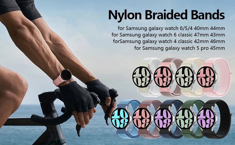 No gaps Band For Samsung Galaxy Watch 7 6 FE 4 Classic 5 pro 44mm 40mm 47mm 45mm Nylon Loop bracelet correa Galaxy Watch 7 Strap