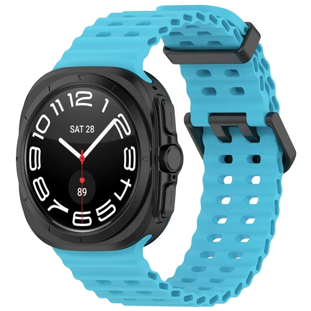 Sport Band For Samsung Galaxy Watch Ultra 47mm silicone Bracelet NO Gaps Ocean Watchband aquatics Watch 7 47mm Official Strap