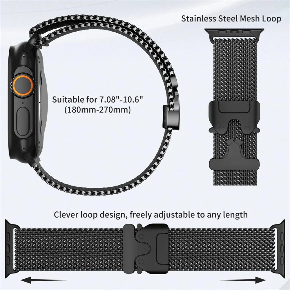 Titanium Milanese Loop For Apple Watch Ultra 2 49mm Series 10 9 8 7 6 5 4 SE 46mm 42mm 41mm 45mm 44mm 38mm 40mm band Accessories