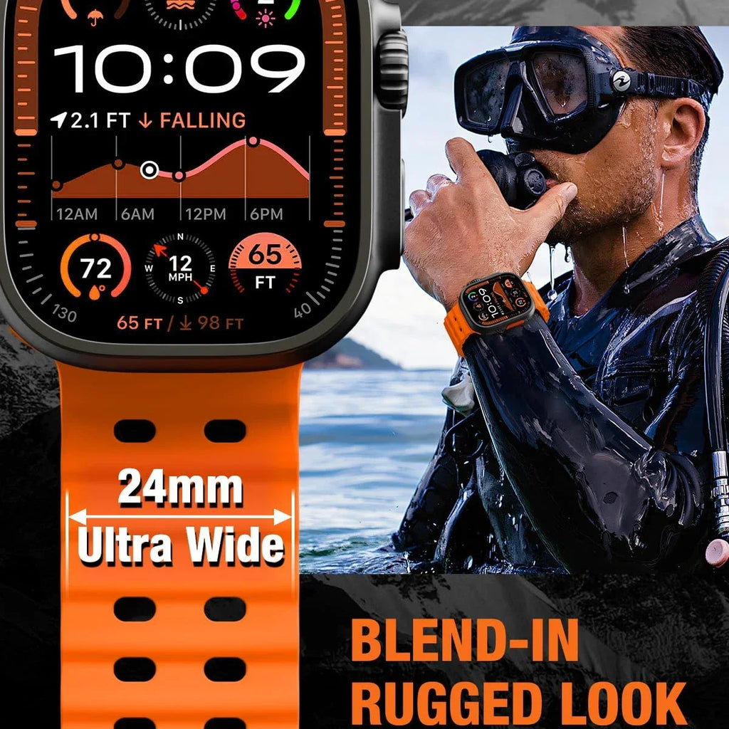 Metal Buckle+Ocean Silicone band For Apple Watch Ultra 3 2 1 49mm band wristband Apple Watch 11 10 46mm 9 8 7 45mm 6 5 SE 44mm