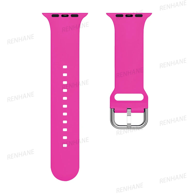 Silicone band For Apple Watch band 49mm 44mm 40mm 46mm 42mm 41mm 45mm Classic Buckle band Apple Watch 11 10 9 8 7 6 5 SE Ultra 3
