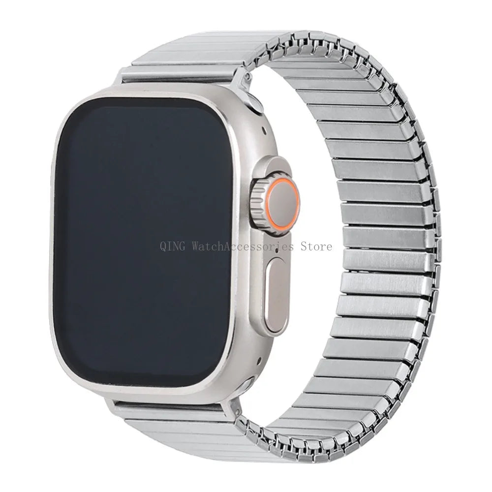 for Apple Watch band 40mm 44mm 45mm 41mm Slim metal Elastic Stretch watch band Bracele band for Apple Watch 7 6 SE 5 4 8 49mm 42mm 38mm
