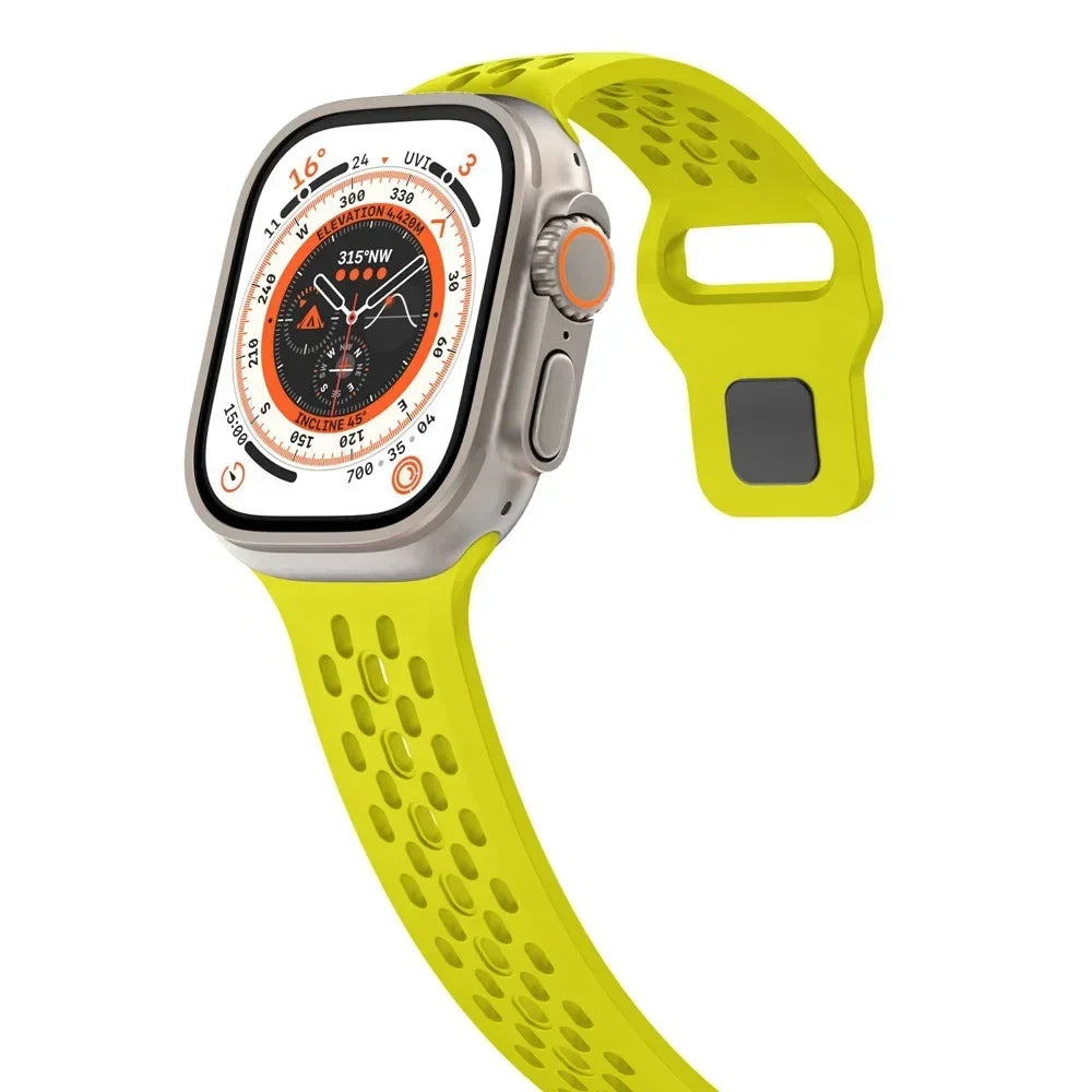 Sport Silicone band for Apple Watch Ultra 2 1 10 42mm 46mm 49mm Soft Breathable band Wristband Apple Watch Series 9 8 7 6 5 4 SE Band