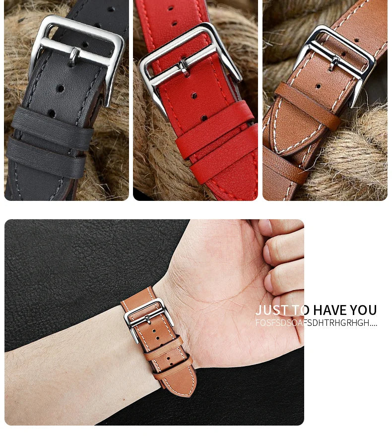 Leather watch band for Apple Watch 11 band 46mm 42mm 44mm 40mm 41mm 45mm 49mm 38mm band Apple Watch Series 10 Ultra3 9 8 7 6 5 SE 3