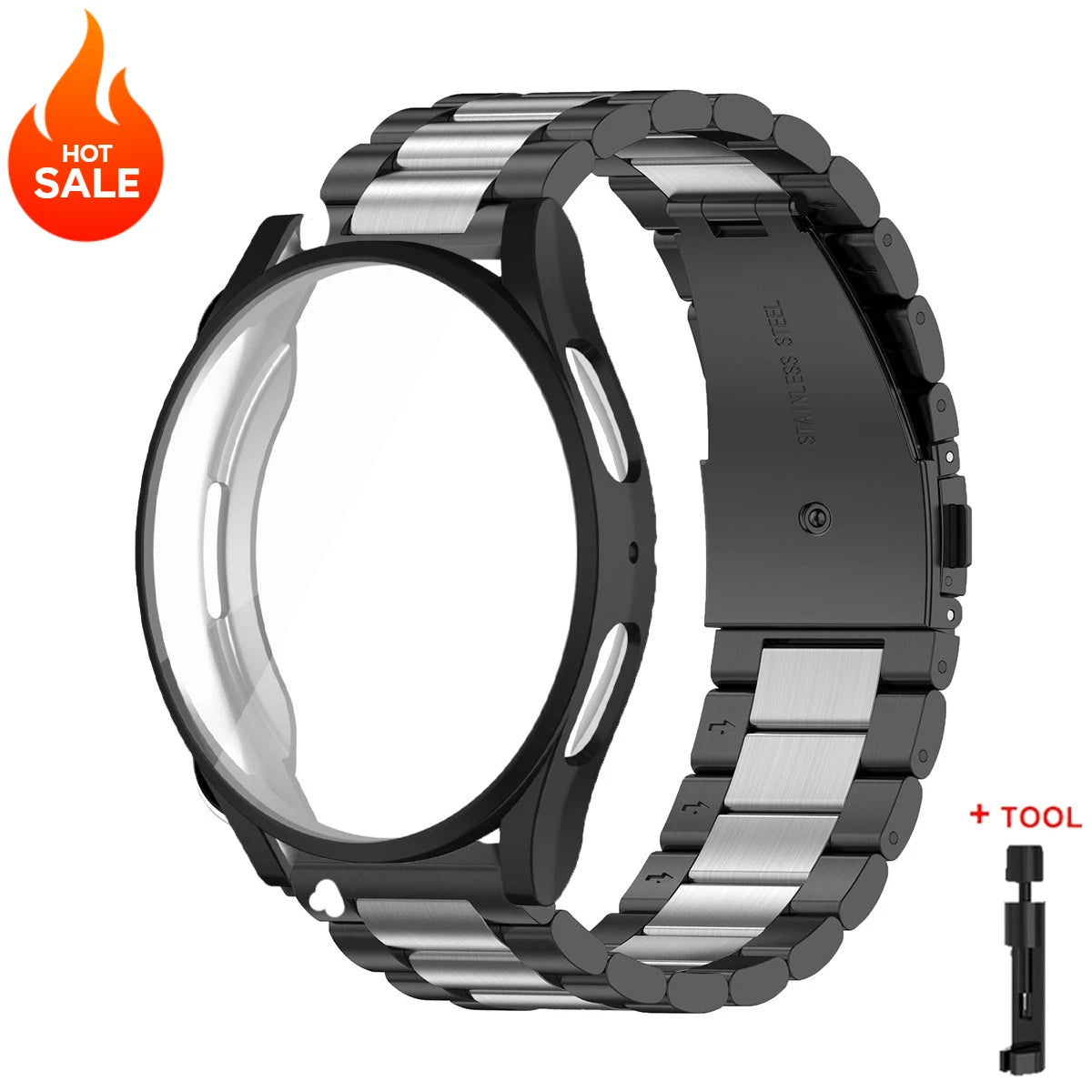 Band+Case for Samsung Galaxy Watch 7 6 5 4 44mm 40mm Stainless Steel Bracelet TPU Cover Watch 6/4Classic 43/47mm 46mm 42mm Strap