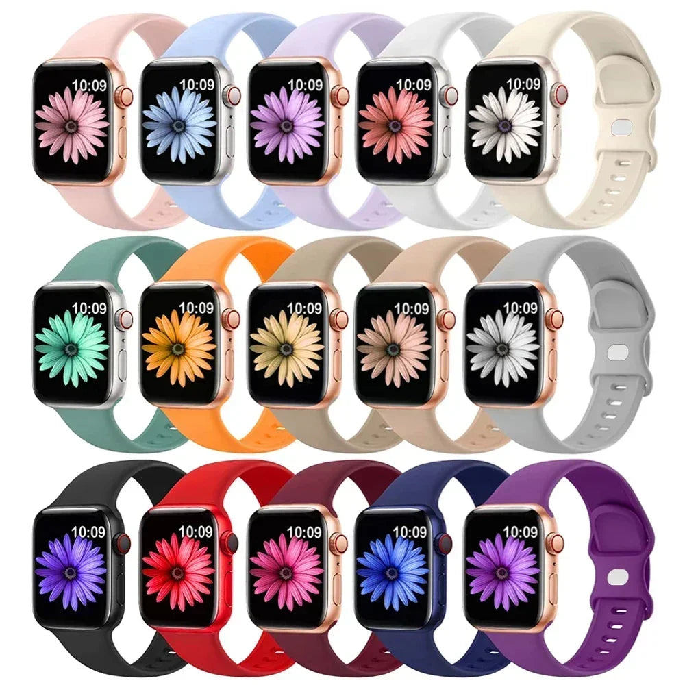 Silicone band For Apple Watch band 44mm 40mm 45mm 41mm 42mm 46mm sport wrist band Apple Watch serie 10 8 7 SE 4 5 6 9 Ultra 2 49mm