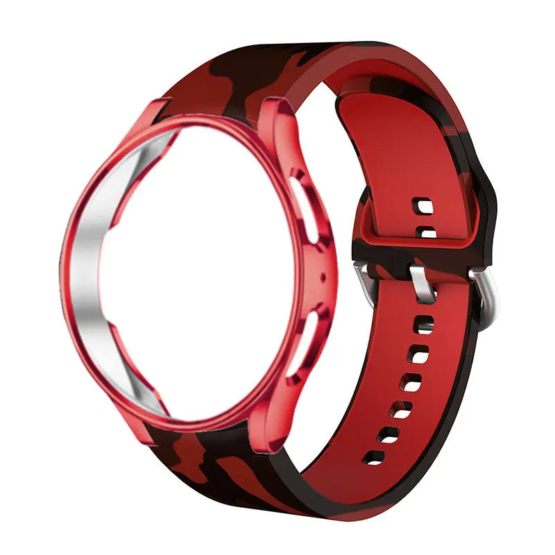 Leopard Printed Strap For Samsung Galaxy 4/5 40mm 44mm 5 Pro 45mm Silicone Bracelet For Watch 4 Classic 42mm 46mm Watchband+Case